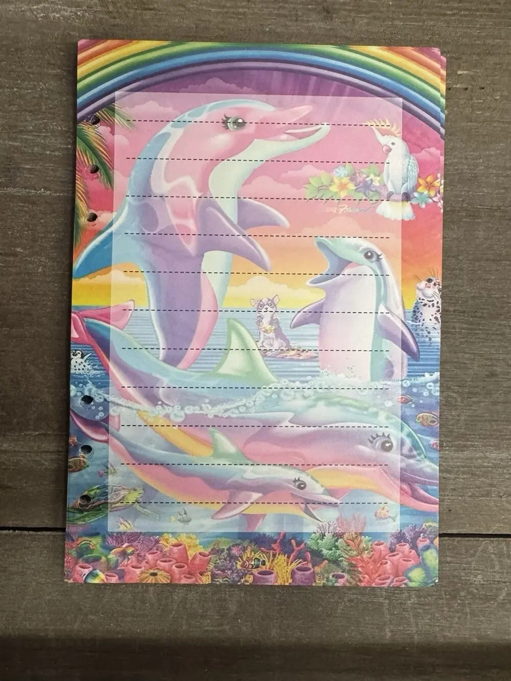 Lisa Frank Inspired Dolphin Size A5 Refill Paper (50 Sheets)